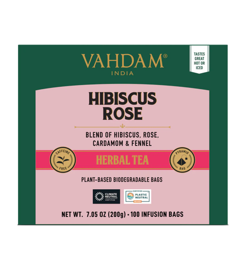 Vahdam Hibiscus Rose Tea | 15 tea bags (117gms)