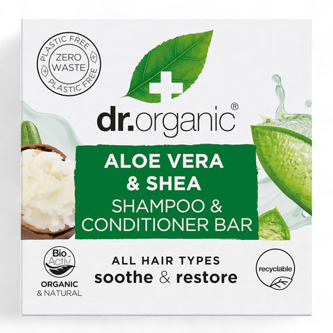 Dr Organic Shampoo & Conditioner Bar Aloe Vera & Shea All Hair Types 75g