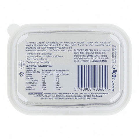 Lurpak Butter Spreadable Slightly Salted 400g