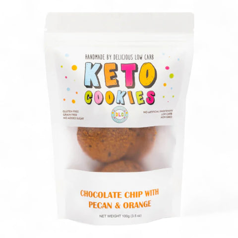 Keto Cookies Low Carb Chocolate Chip With Pecan & Orange 100g