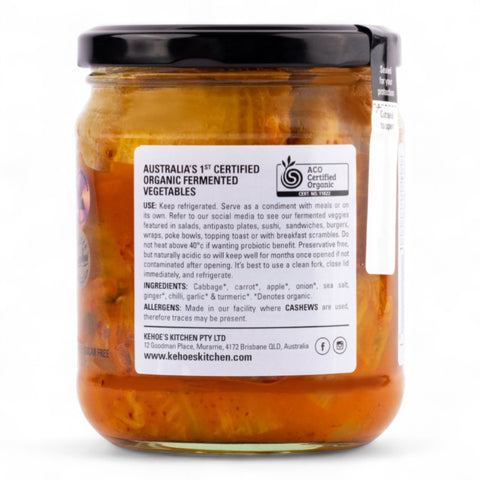 Kehoe Kitchen Gold Kimchi Organic Fermented Vegetables 410gm