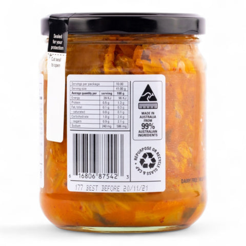Kehoe Kitchen Gold Kimchi Organic Fermented Vegetables 410gm