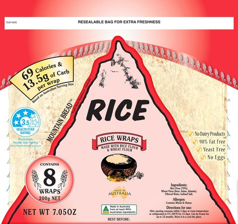 Mountain Bread Rice Wraps (8 Pack) 200g