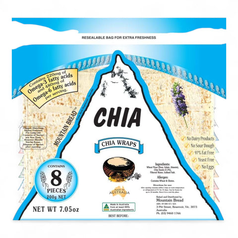 Mountain Bread Chia Wraps (8 Pack) 200g