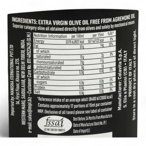 Colavita Olive Oil Extra Virgin 250mL