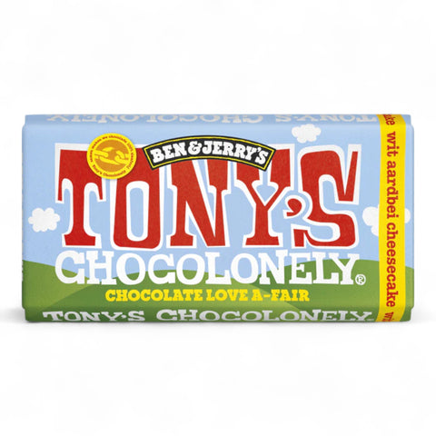 Tony's Ben & Jerrys Chocolonely White Strawberry Cheesecake Cocolate 180g