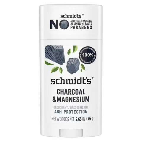 Schmidt's Deodorant Stick Charcoal Magnesium Certified Natural Deodorant 75g