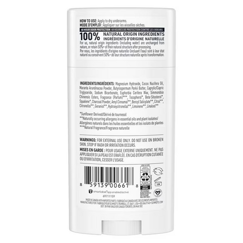 Schmidt's Deodorant Stick Charcoal Magnesium Certified Natural Deodorant 75g