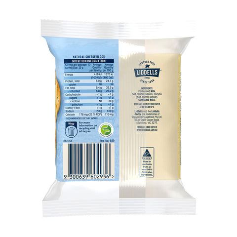 Liddells Lactose Free Cheese Block 200g