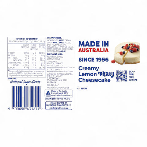 Philadelphia Cream Cheese Block Twin 500g