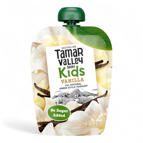 Tamar Valley Dairy Kids Greek Yoghurt Pouch Vanilla 110g
