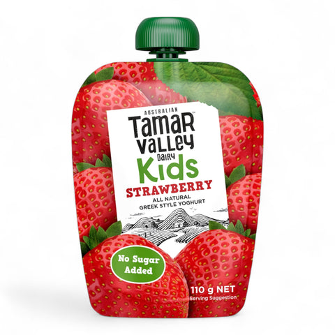 Tamar Valley Dairy Kids Greek Yoghurt Pouch Strawberry 110g