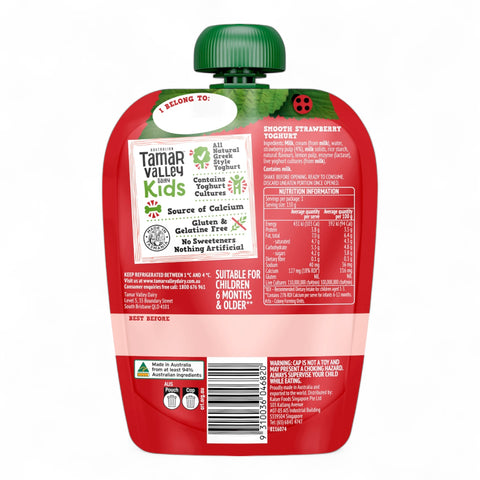 Tamar Valley Dairy Kids Greek Yoghurt Pouch Strawberry 110g