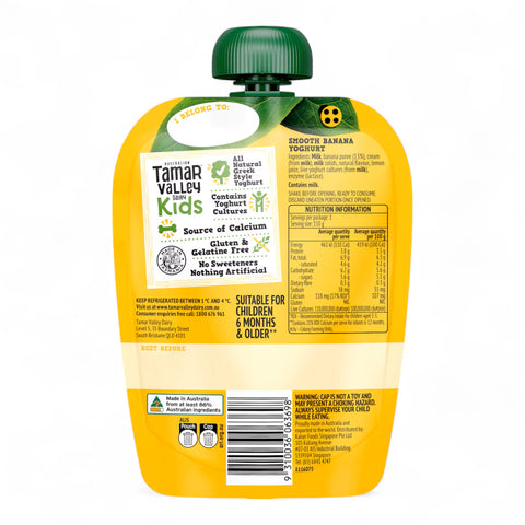 Tamar Valley Dairy Kids Greek Yoghurt Pouch Banana 110g