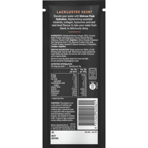 Melrose Peak Hydration + Collagen Booster Passionfruit Hibiscus 8g