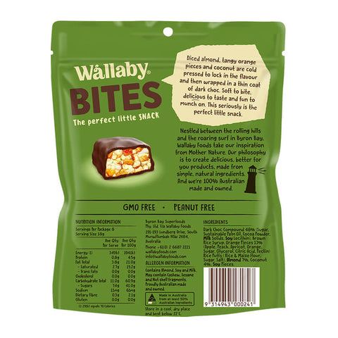 Wallaby Chocolate Bites Orange Almond & Coconut 150g