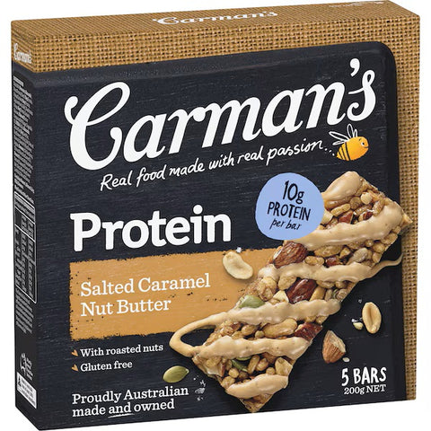 Carman's Gourmet Protein Bars Salted Caramel Bars 200g (5 Pack)