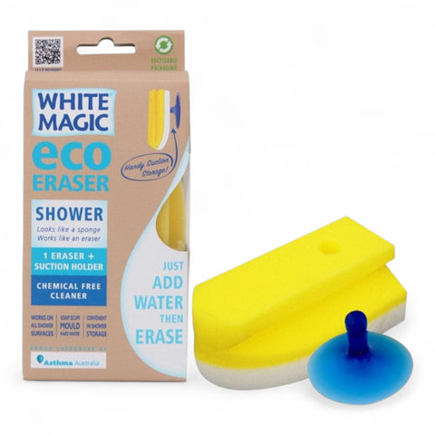 White Magic Shower Eraser and suction holder