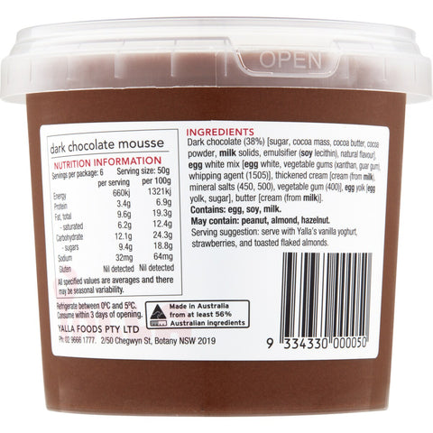 Yalla Dark Chocolate Mousse 300g