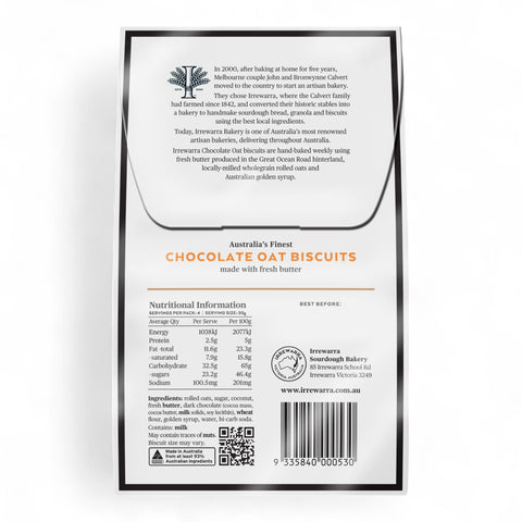 Irrewarra Chocolate Oat Biscuits 200g