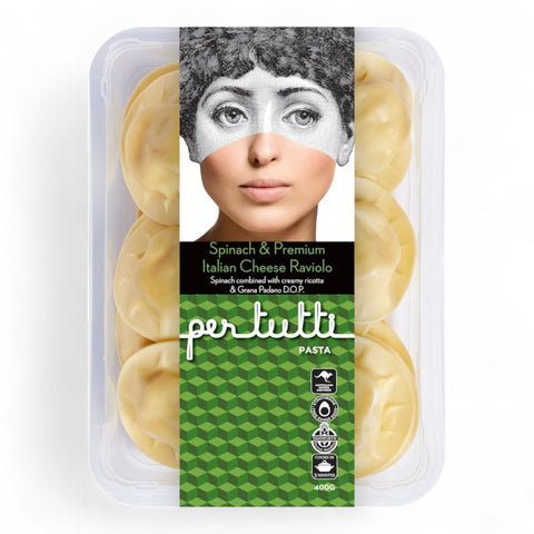 Per Tutti Pasta Spinach & Premium Italian Cheese Raviolo 400g