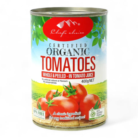 Chef's Choice Organic Whole Peeled Tomatoes 400g