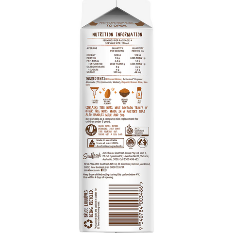 Nutty Bruce Organic Activated Almond Plant Milk 1L