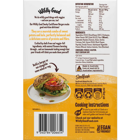 Wildly Good Smoky Cauliflower Burgers (2 Pack) 220g