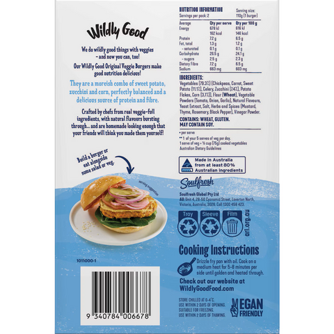 Wildly Good Original Veggie Burgers (2 Pack) 220g