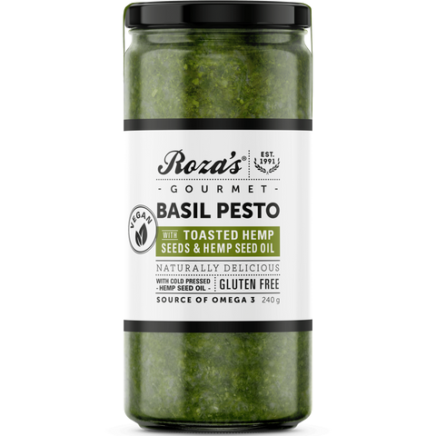 Roza's Gourmet Basil Pesto with Toasted Hemp Seeds & Hemp Seed Oil 240mL