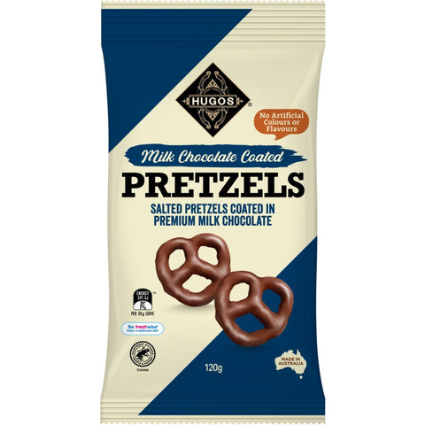 Hugo Milk Choc Salted Pretzels 120g