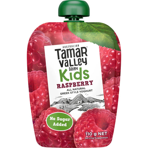 Tamar Valley Dairy Kids Greek Yoghurt Pouch Raspberry 110g