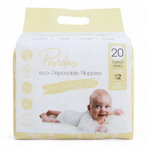Pandas By Luvme eco-Disposable Nappies Small Size 2 (20 Pack)