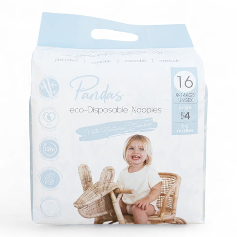 Pandas By Luvme eco-Disposable Nappies Large Size 4 (16 Pack)