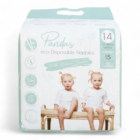 Pandas By Luvme eco-Disposable Nappies x-Large Size 5 (14 Pack)