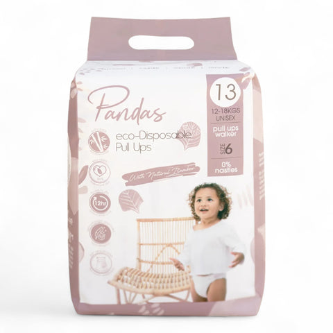 Pandas By Luvme eco-Disposable Nappies Pullups/Walker Size 7 (12 Pack)