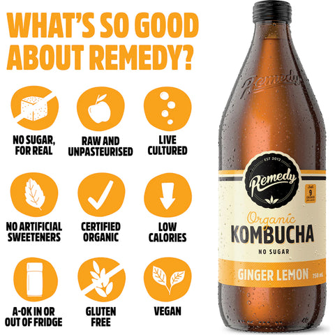 Remedy Kombucha Ginger Lemon 750mL