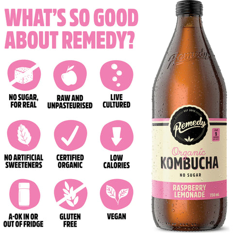 Remedy Kombucha Raspberry Lemonade 750mL