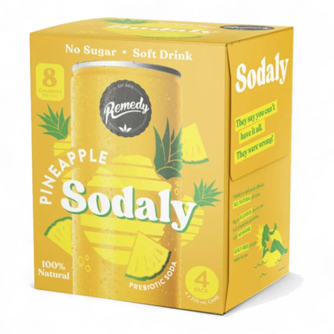 Remedy Sodaly Pineapple Prebiotic Soda 4 x 250mL