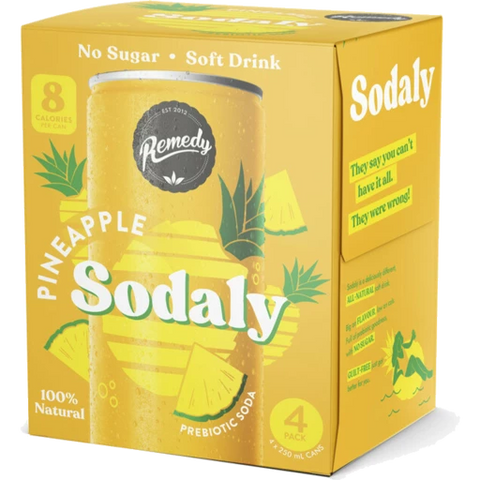 Remedy Sodaly Pineapple Prebiotic Soda 4 x 250mL