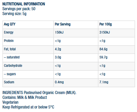 True Organic Australian Unsalted Butter 250g