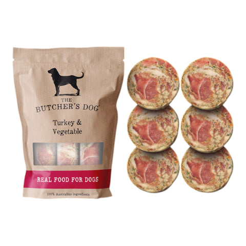 The Butcher's Dog Turkey & Vegetable 1.5kg (6x250g Discs)