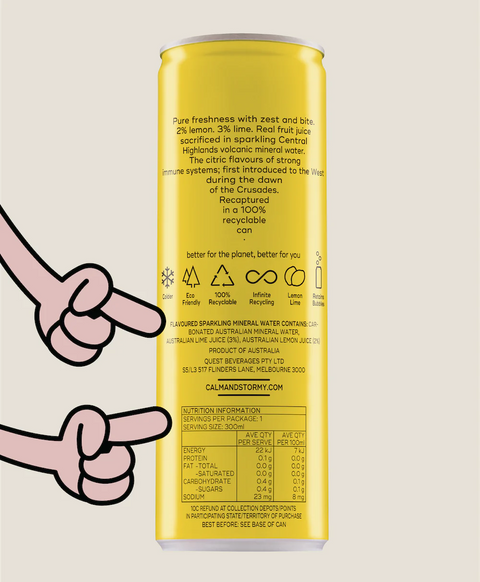 Calm & Stormy Sparkling Water Lemon Lime 300ml