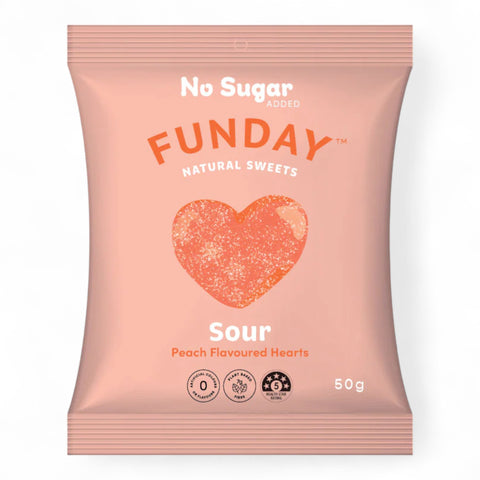 Funday Sour Peach Hearts 50g
