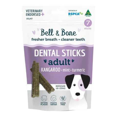 Bell & Bone Dental Sticks Kangaroo Mint & Turmeric For Medium Dogs 182g