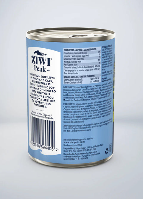 Ziwi Peak Nz Lamb Recipe Dog Food Canned 390g