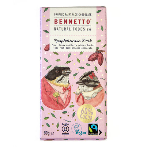 Bennetto Raspberry Dark Chocolate Block 80g