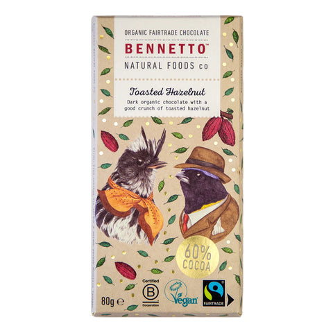 Bennetto Toasted Hazelnut Dark Chocolate Block 80g