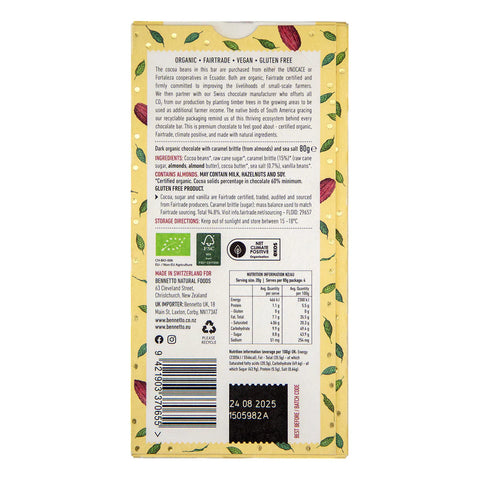 Bennetto Salted Caramel Dark Chocolate Block 100g
