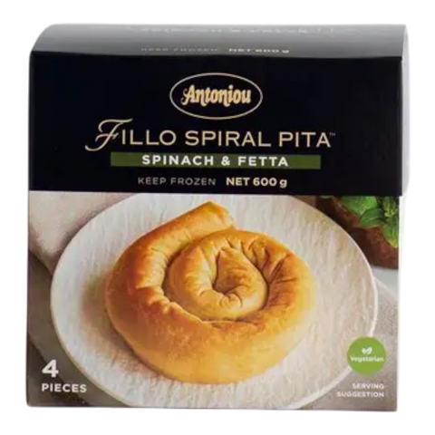 Antoniou Fillo Spiral Pita Spinach & Fetta 600g (4 Pieces)